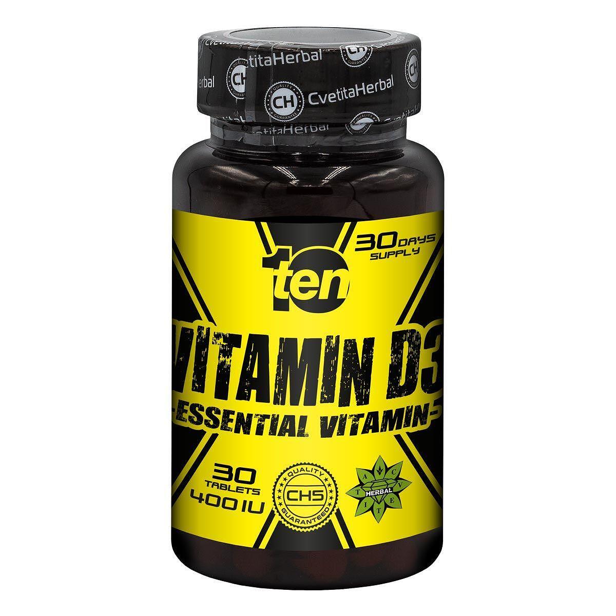 10/ten Vitamin D3 - Vitamina D3 - 30 comprimidos x 400 IU