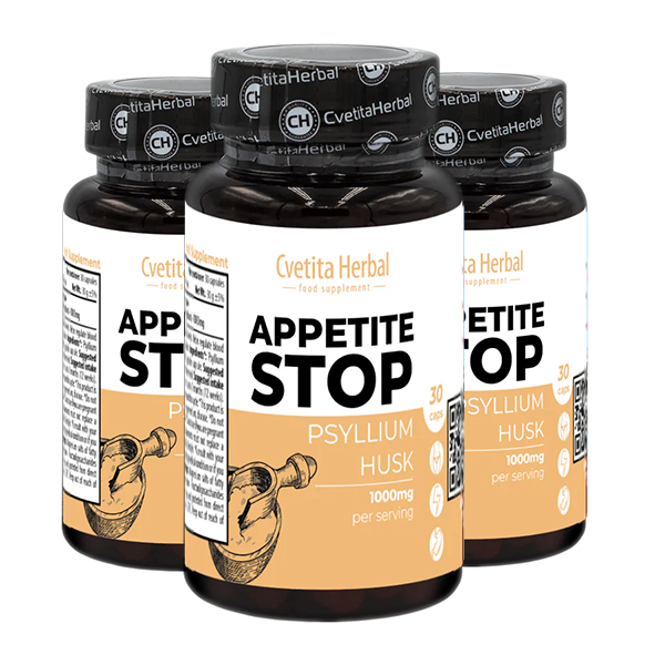 Бял Живовляк (Псилиум) - Appetite Stop (30 капс. x 1000 mg) 2+1