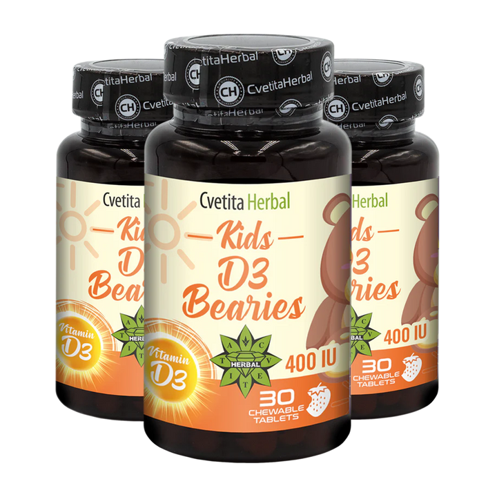 Витамини D3 за Деца - Kids D3 Bearies (30 таблетки x 600 IU) 2+1