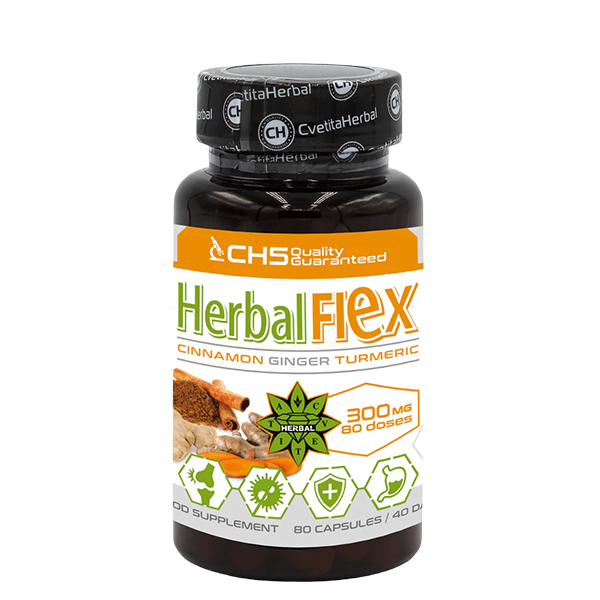 Куркума, Джинджифил, Цейлонска Канела - Хербал Флекс (80 капсули х 300mg) - Herbal Flex 1br