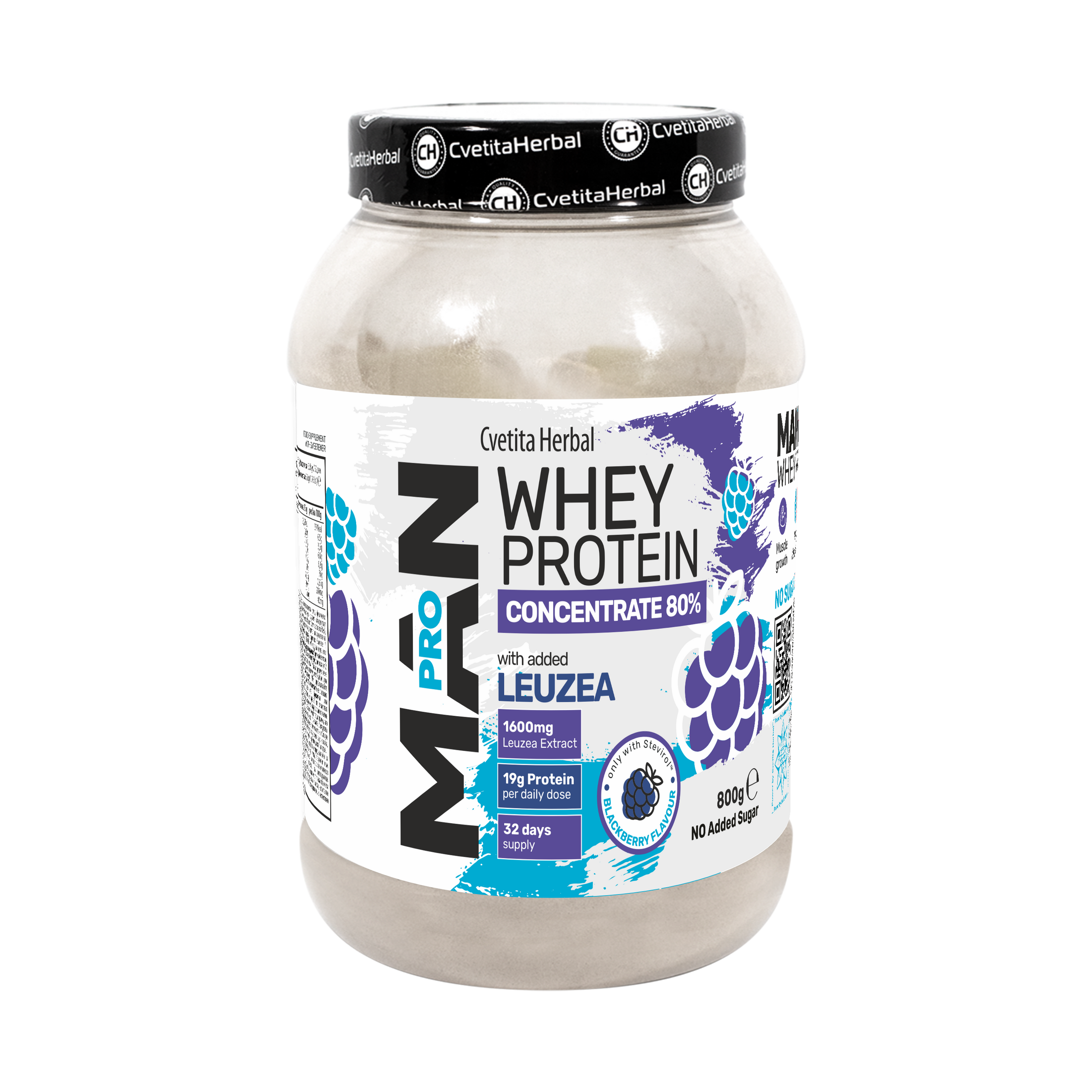 Proteína de Suero con Leuzea y Enzimas de Papaya - MAN PRO WHEY CONCENTRATE (800 gr)