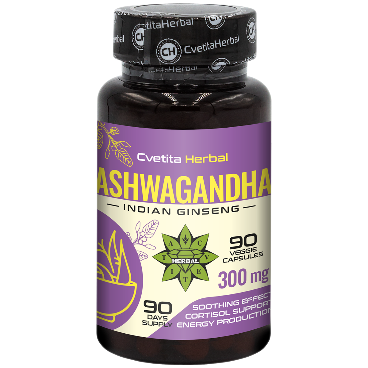 Extracto de Ashwagandha - Vegetal (90 cápsulas x 300 mg)