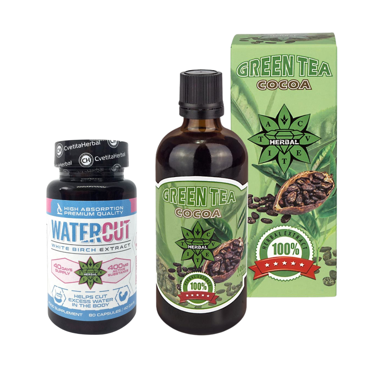 Супер промо пакет Зелен чай с какао и Water Cut