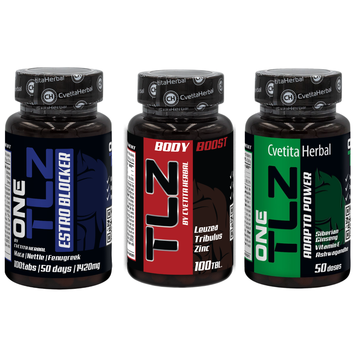PACK COMBO: TLZ BODY BOOST 100 comp. + TLZ ESTRO BLOCKER 100 comp. + TLZ ADAPTO POWER 50 comp.